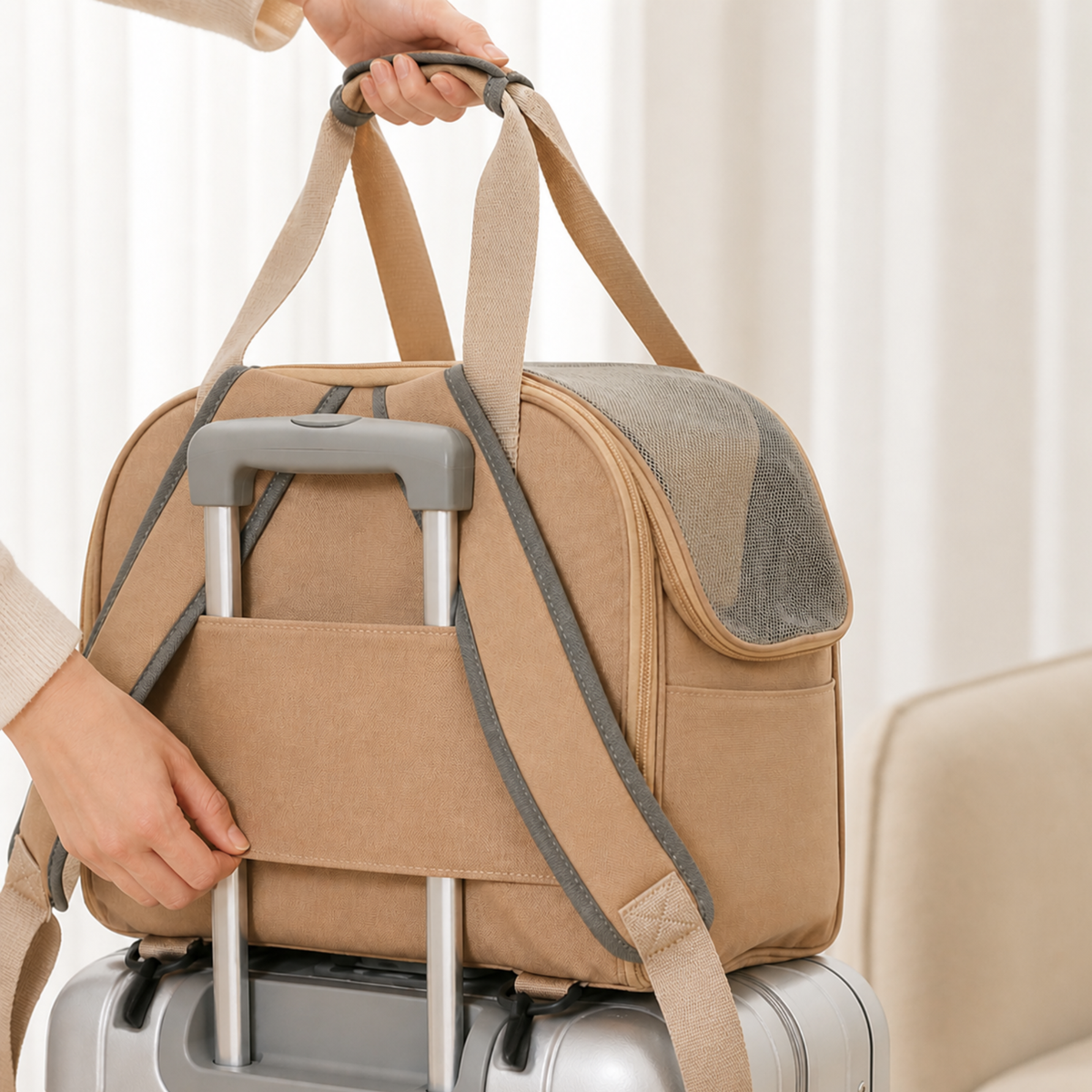 Sac de transport multiportage pour petit chien, poches de rangement, jusqu'à 4 kg