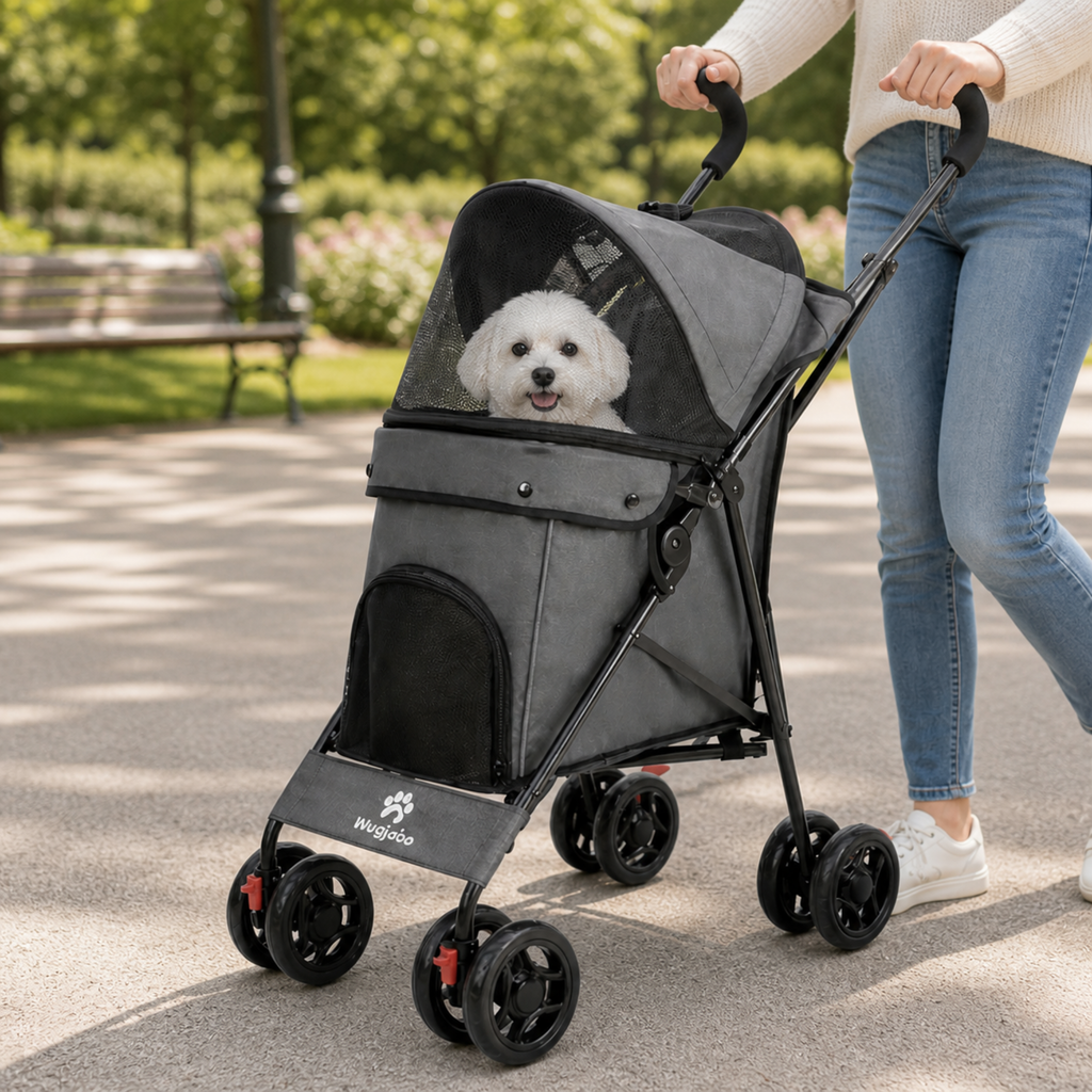 Poussette pour petit chien légère et maniable, panneaux en maille, jusqu'à 15 kg