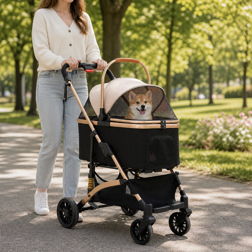 Poussette pour chien grand format, habitacle respirant et pliage rapide, jusqu'à 40 kg