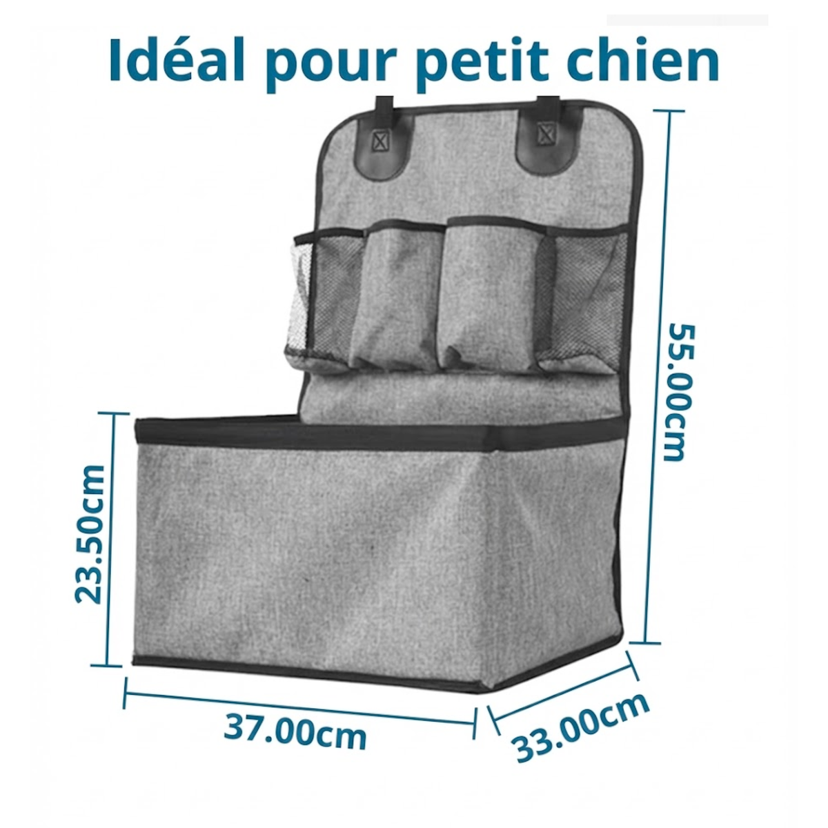 Siège auto pour petit chien avec poches de rangement intégrées jusqu'à 20kg