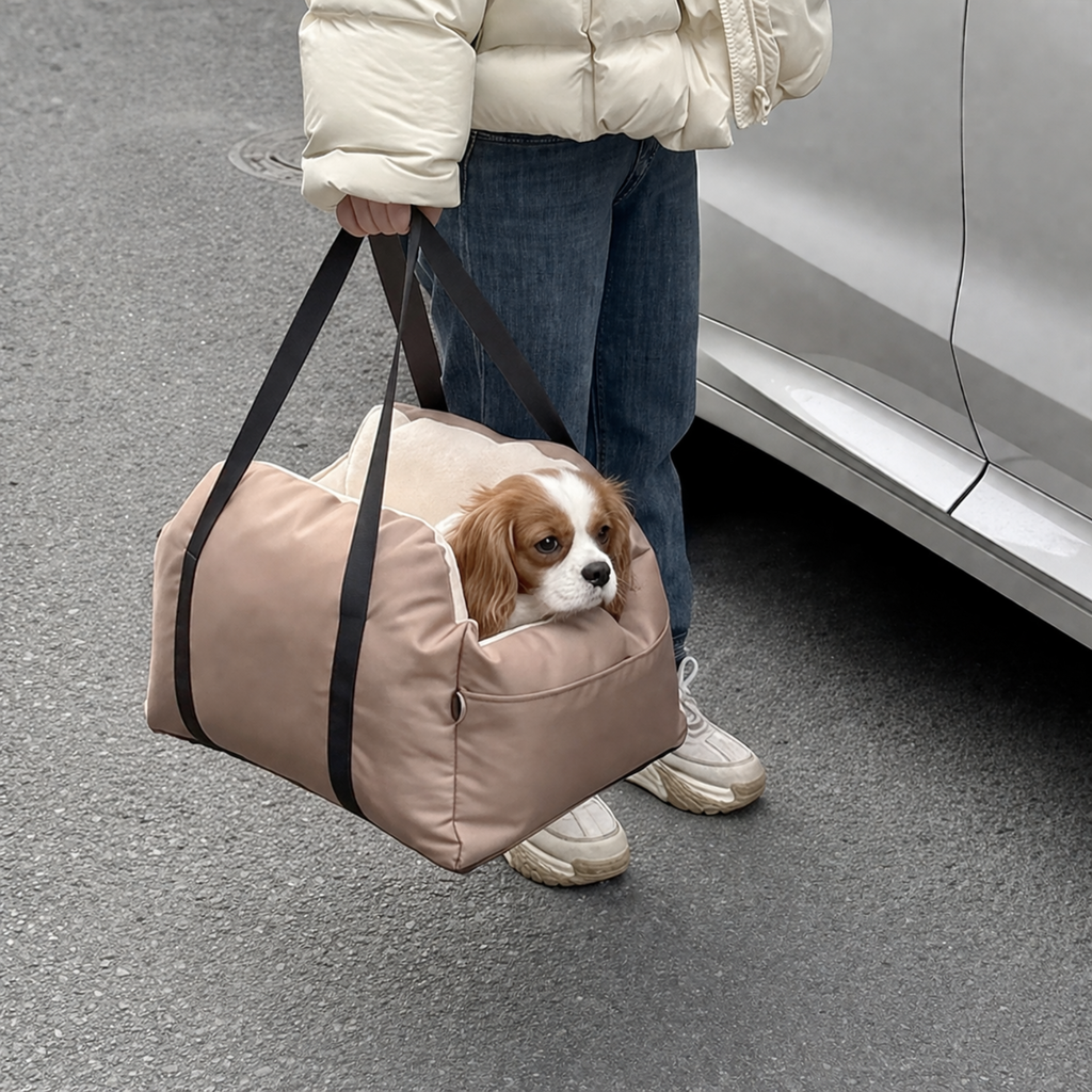 Siège auto et sac de transport 2 en 1 pour petit chien, intérieur rembourré jusqu'à 20kg