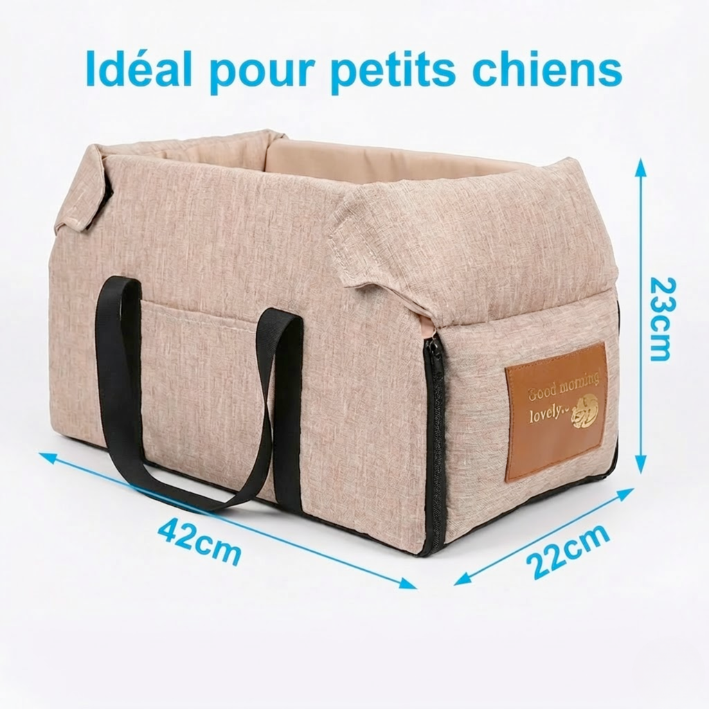 Sac de transport structuré pour petit chien, poignées renforcées, format compact jusqu'à 15kg