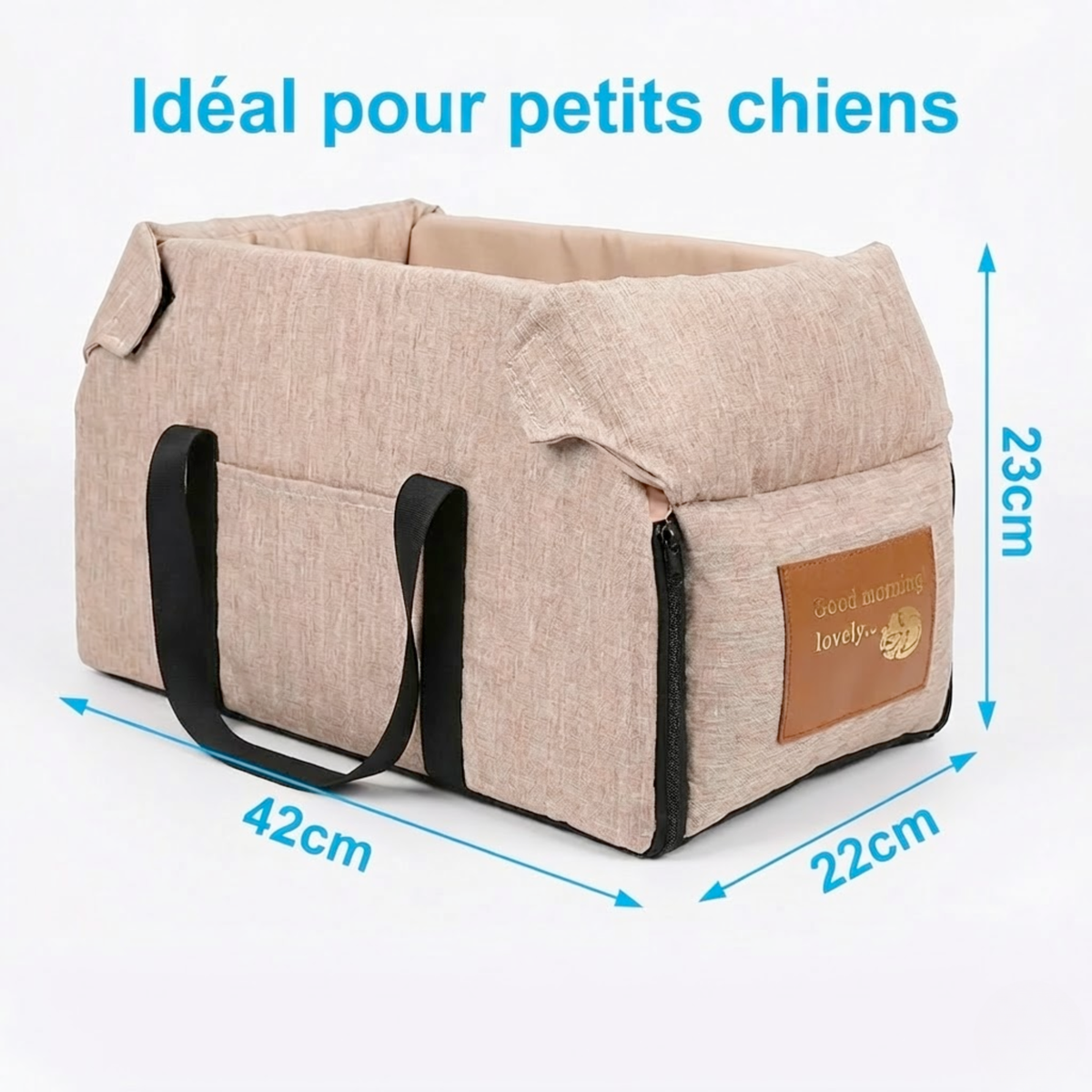 Sac de transport structuré pour petit chien, poignées renforcées, format compact jusqu'à 15kg