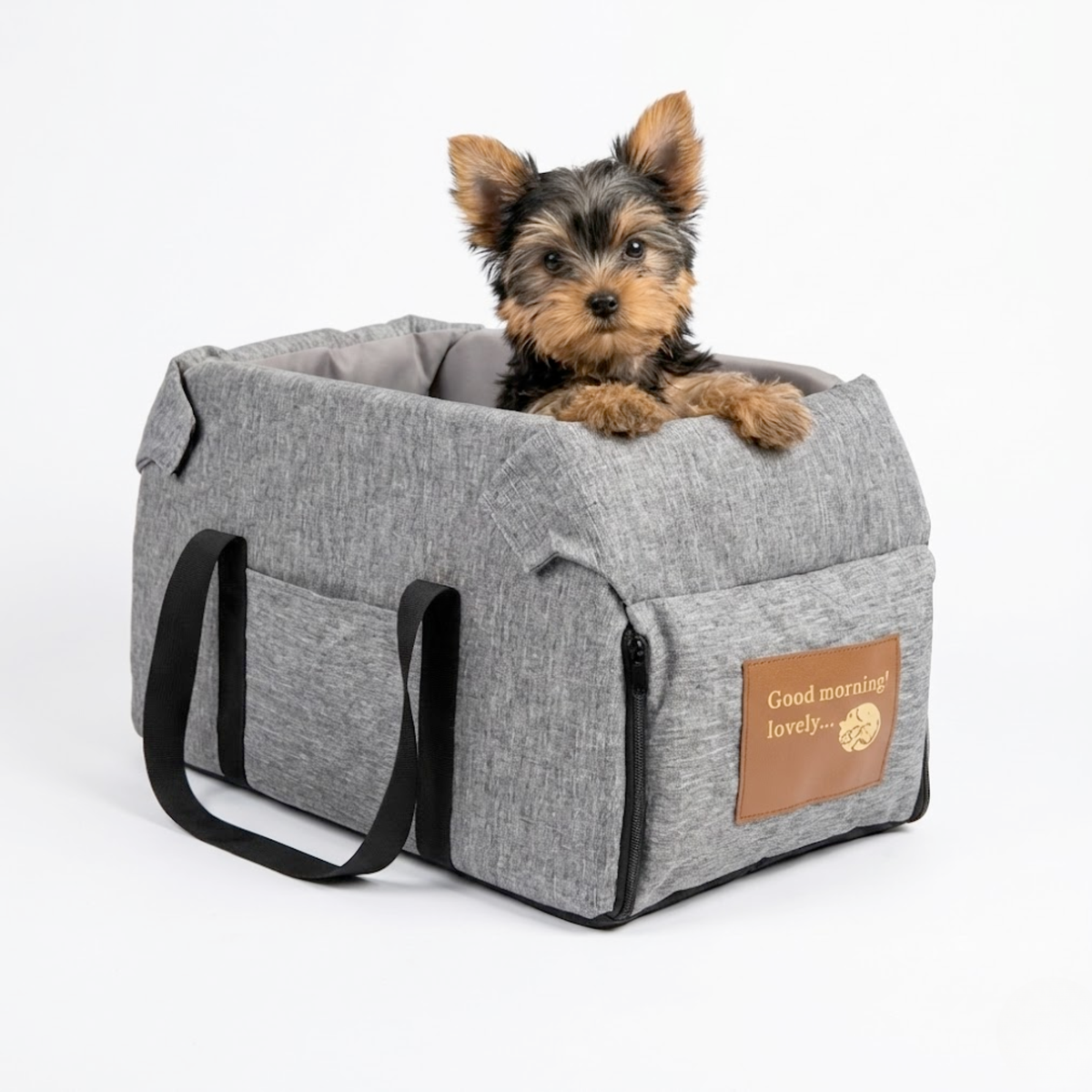 Sac de transport structuré pour petit chien, poignées renforcées, format compact jusqu'à 15kg