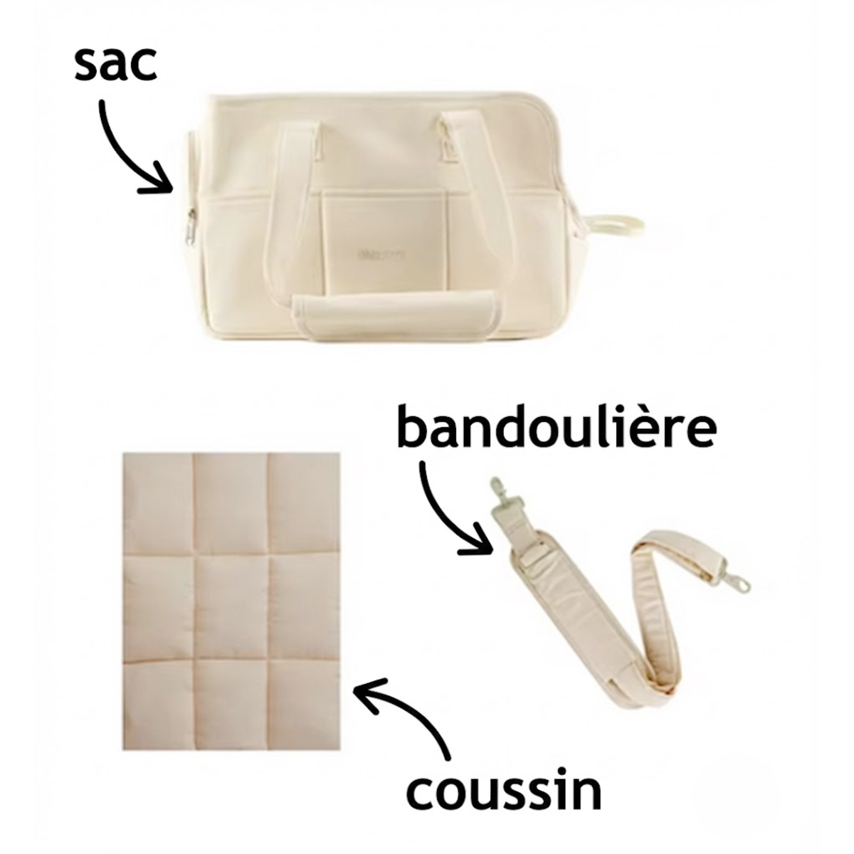 Sac à main de transport pour chien, poignées renforcées, tailles Petit et Moyen, jusqu'à 6 kg