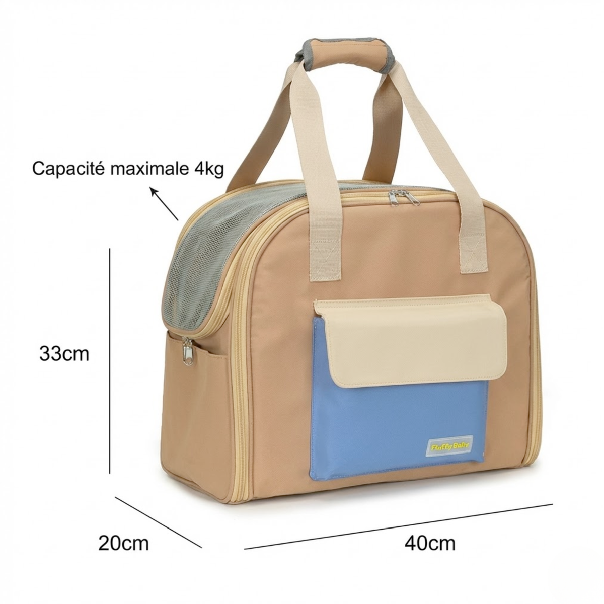 Sac de transport multiportage pour petit chien, poches de rangement, jusqu'à 4 kg