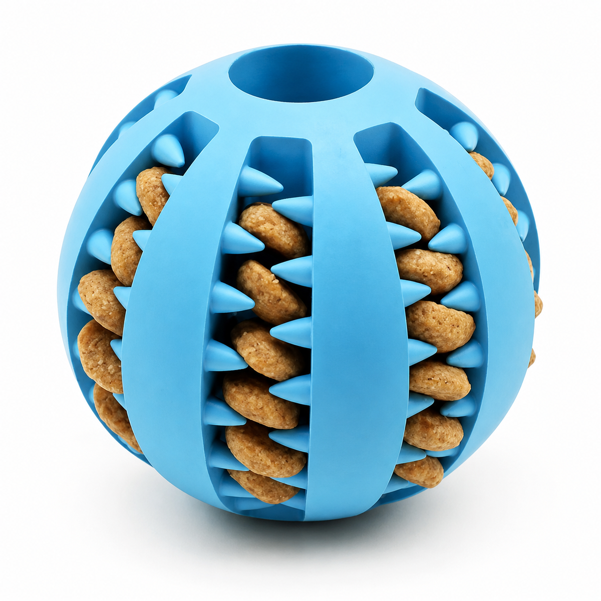 Balle interactive distributrice de croquettes pour chien, picots souples, 5 cm