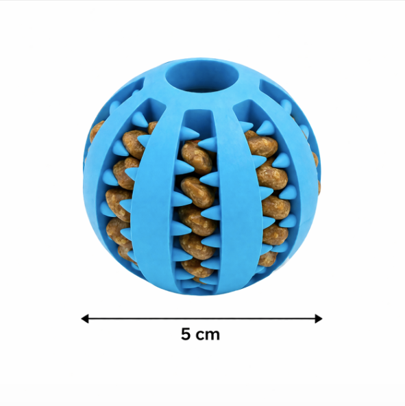 Balle interactive distributrice de croquettes pour chien, picots souples, 5 cm