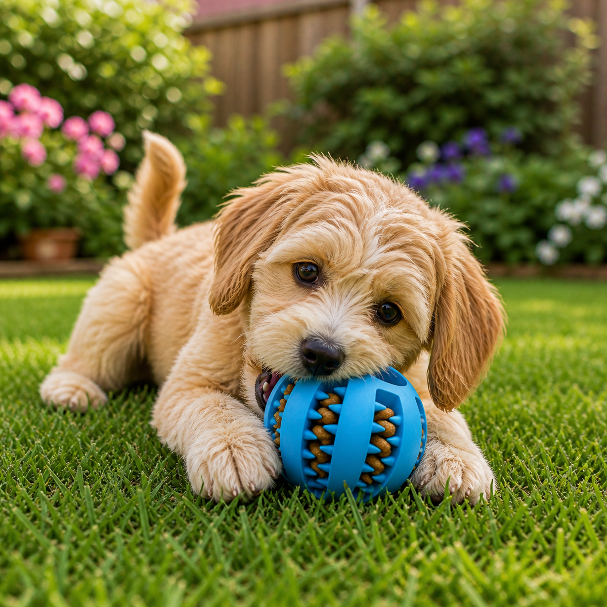 Balle interactive distributrice de croquettes pour chien, picots souples, 5 cm