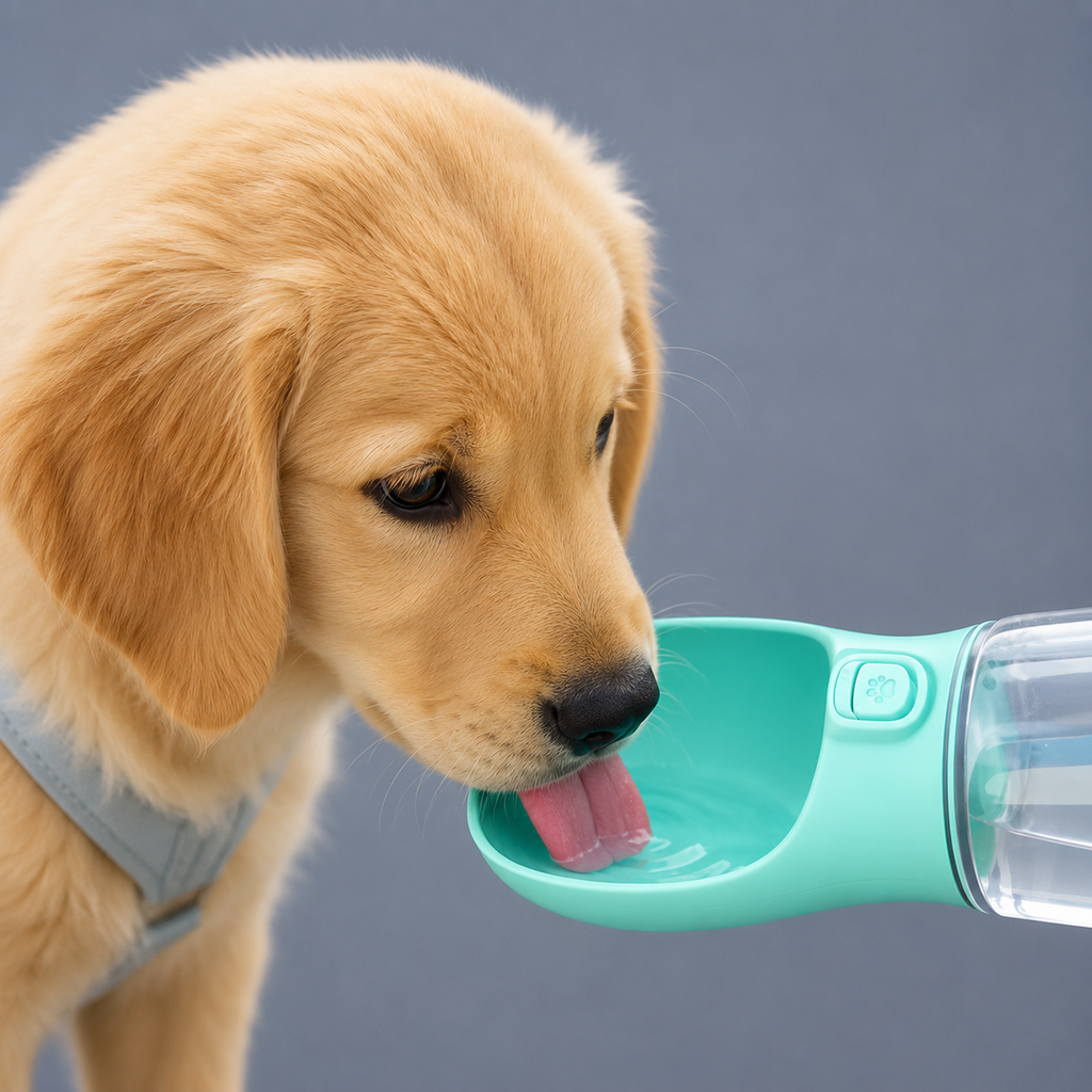 Gourde portable pour chien avec bol intégré, système anti-gaspillage, 350 ou 550 ml