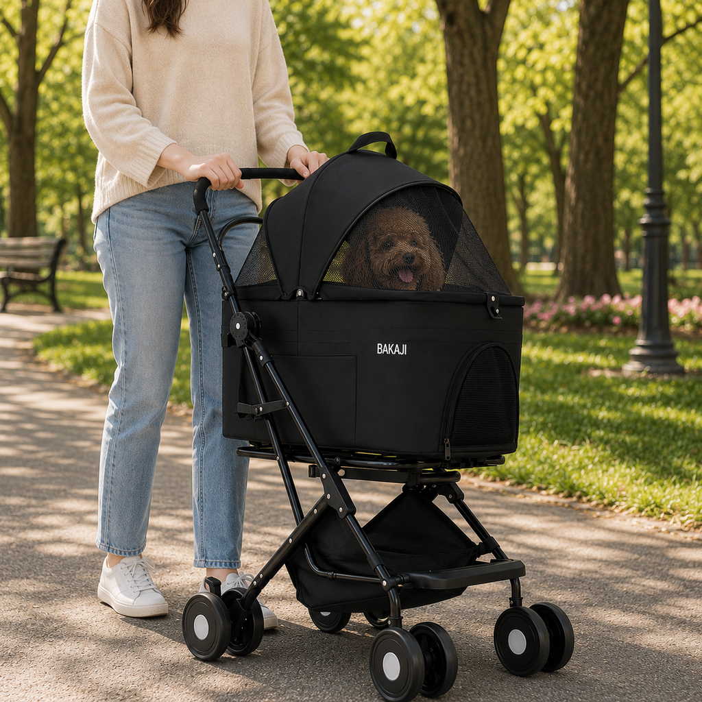 Poussette pour chien grande taille, nacelle détachable Oxford 300D, jusqu'à 40 kg