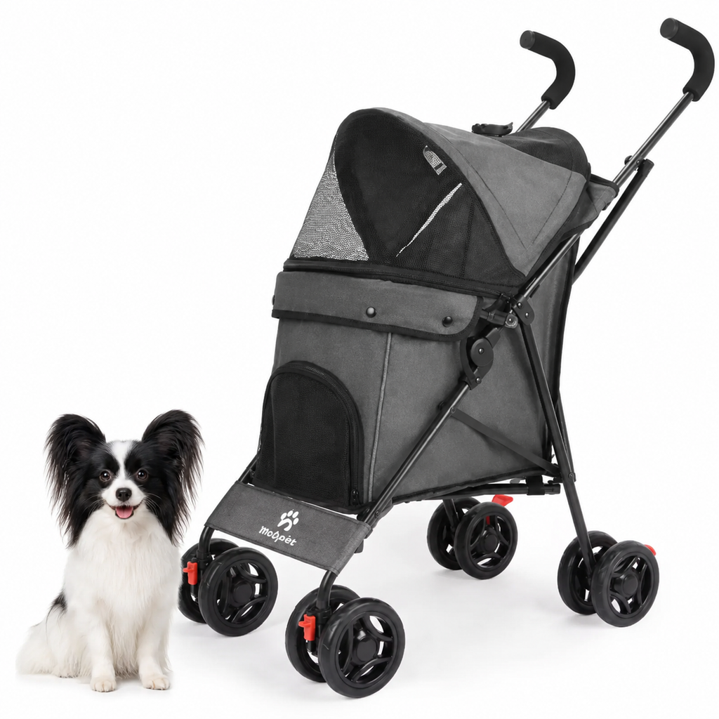 Poussette pour petit chien légère et maniable, panneaux en maille, jusqu'à 15 kg