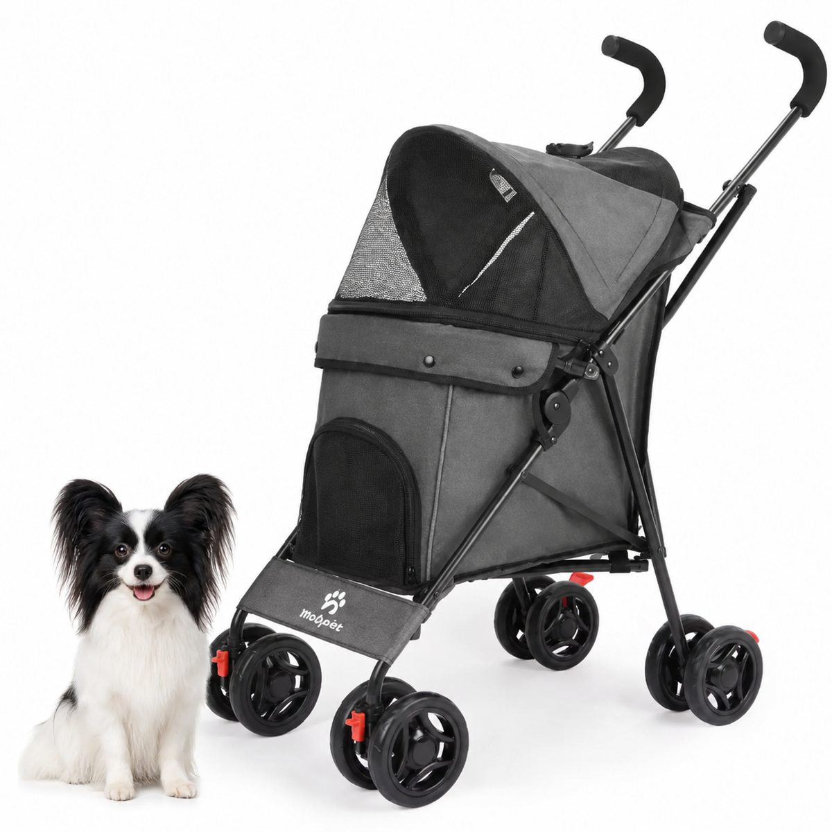 Poussette pour petit chien légère et maniable, panneaux en maille, jusqu'à 15 kg