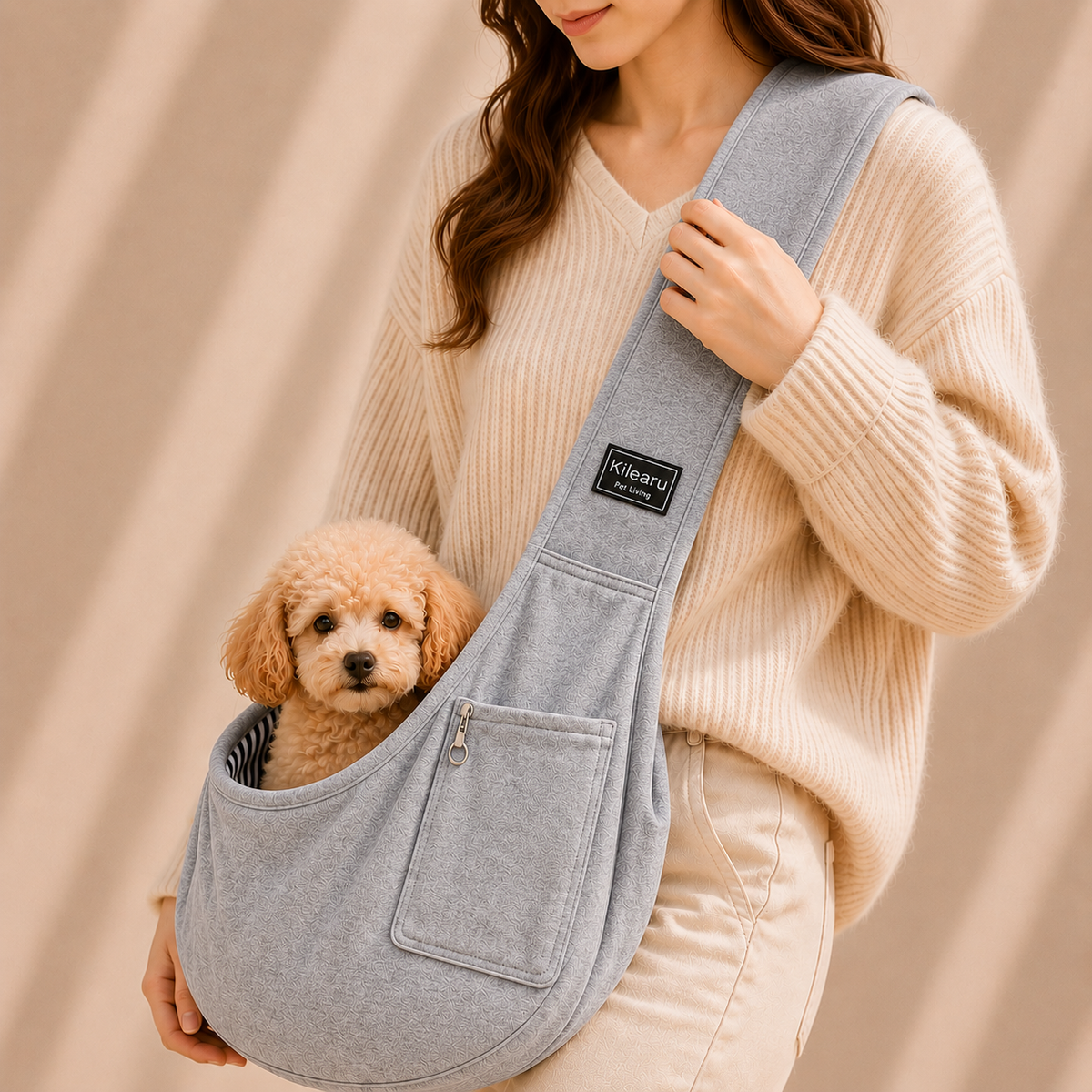 Sac bandoulière souple pour chien, large sangle d'épaule, jusqu'à 7,5 kg