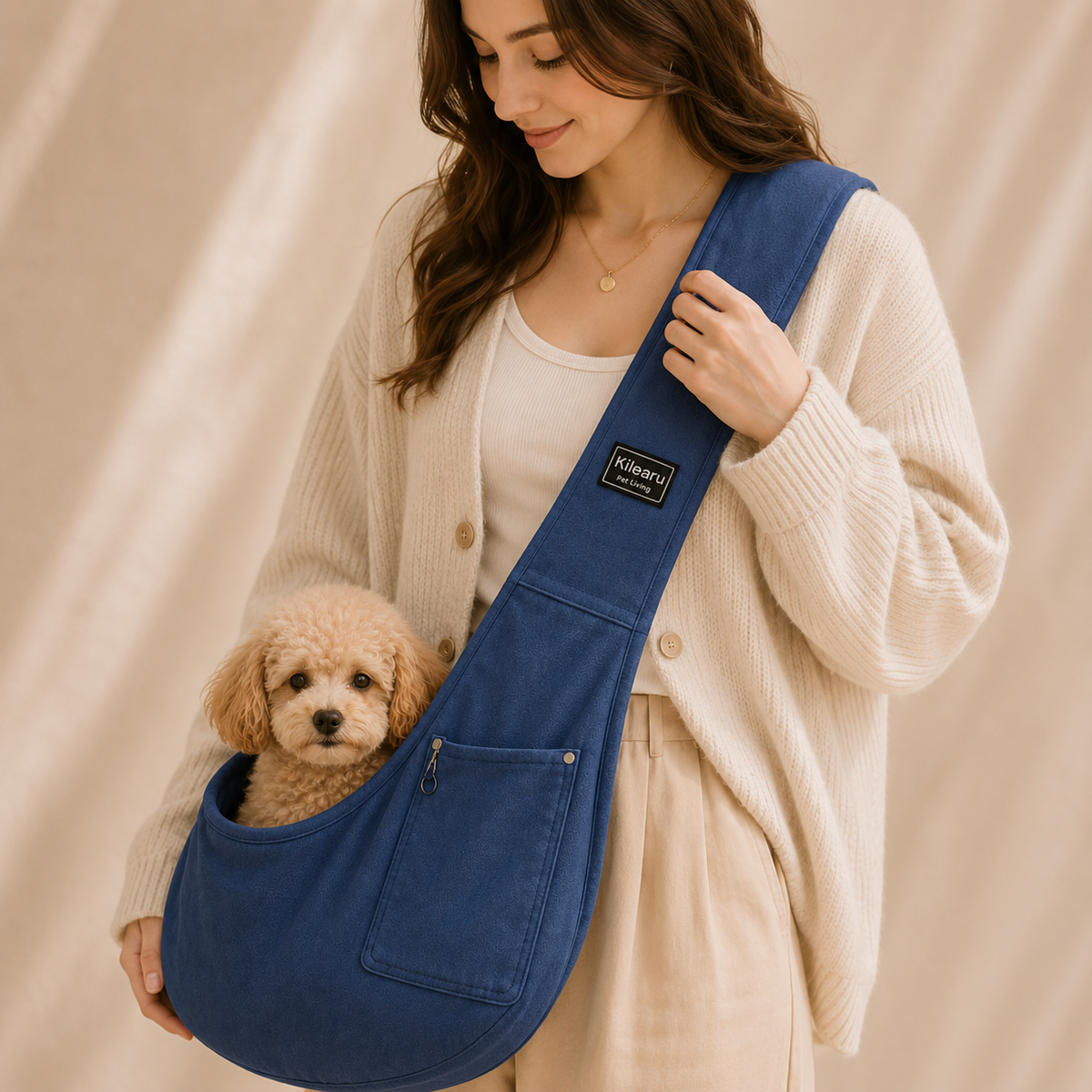 Sac bandoulière souple pour chien, large sangle d'épaule, jusqu'à 7,5 kg