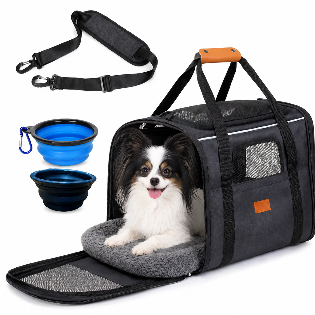 Sac de transport souple pour chien, maille respirante et passant trolley, jusqu'à 7 kg