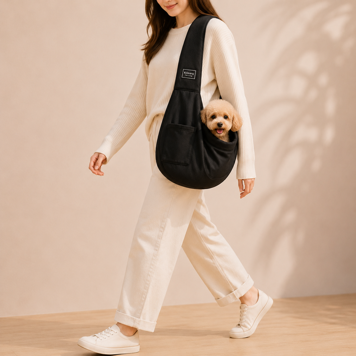 Sac bandoulière souple pour chien, large sangle d'épaule, jusqu'à 7,5 kg