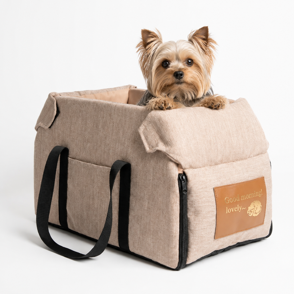 Sac de transport structuré pour petit chien, poignées renforcées, format compact jusqu'à 15kg