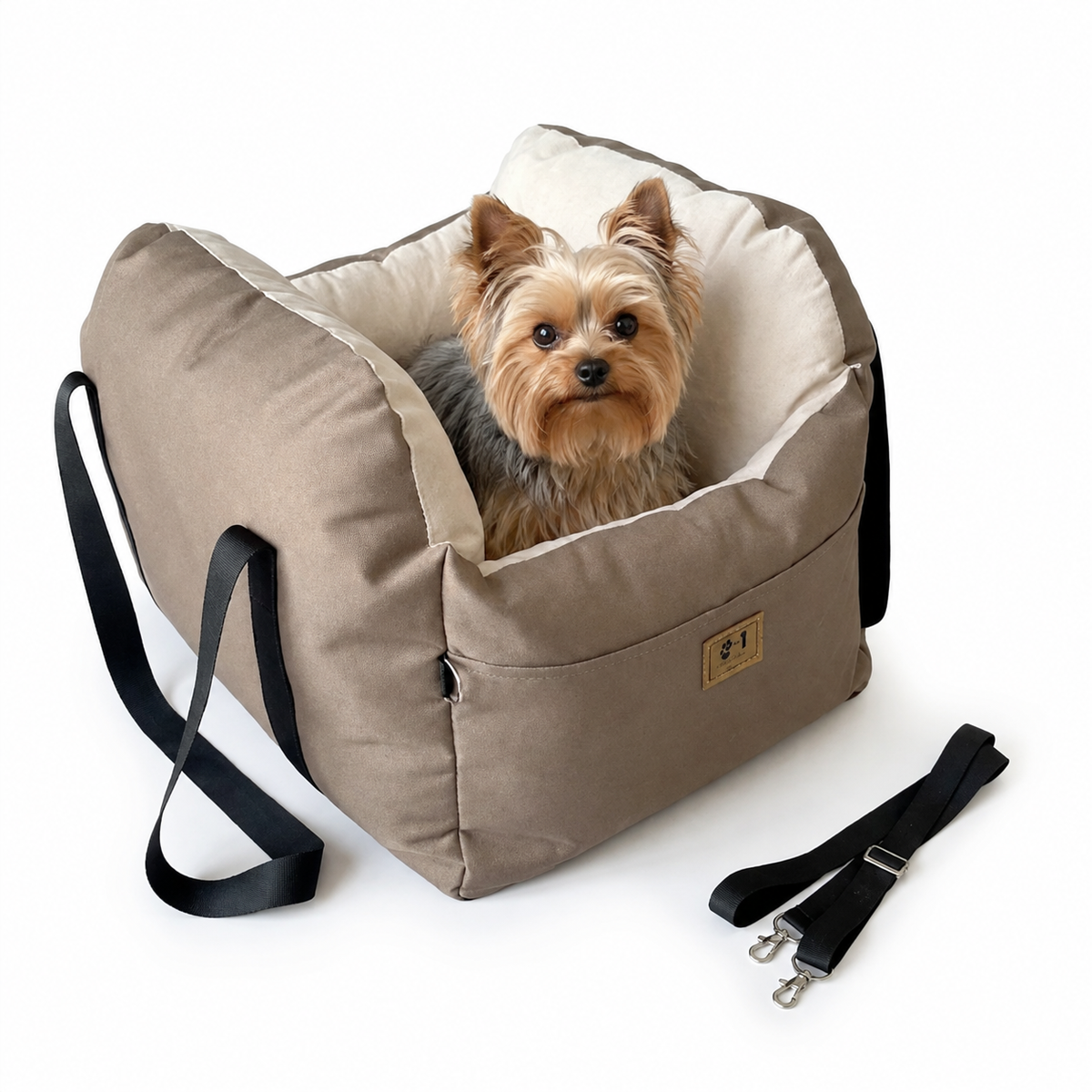 Siège auto et sac de transport 2 en 1 pour petit chien, intérieur rembourré jusqu'à 20kg
